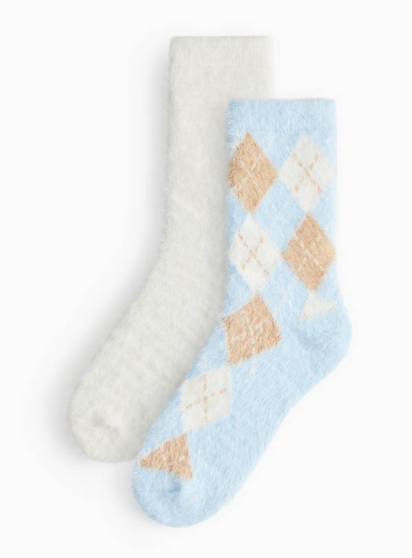 Cosy Brushed Argyle Socks 2 Pack 4-8
